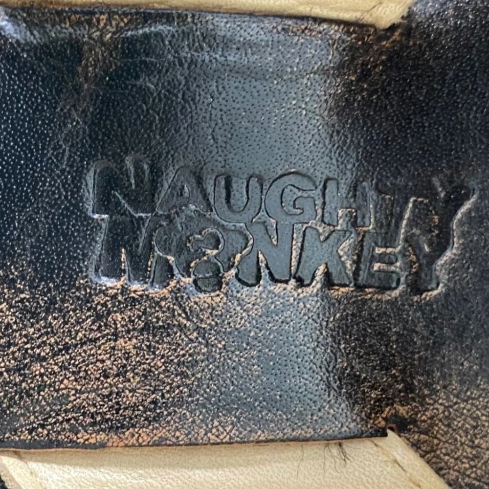 Naughty Monkey Women Boho Beaded Thong Sandals Black Bronze Size 7.5 Gypsy
